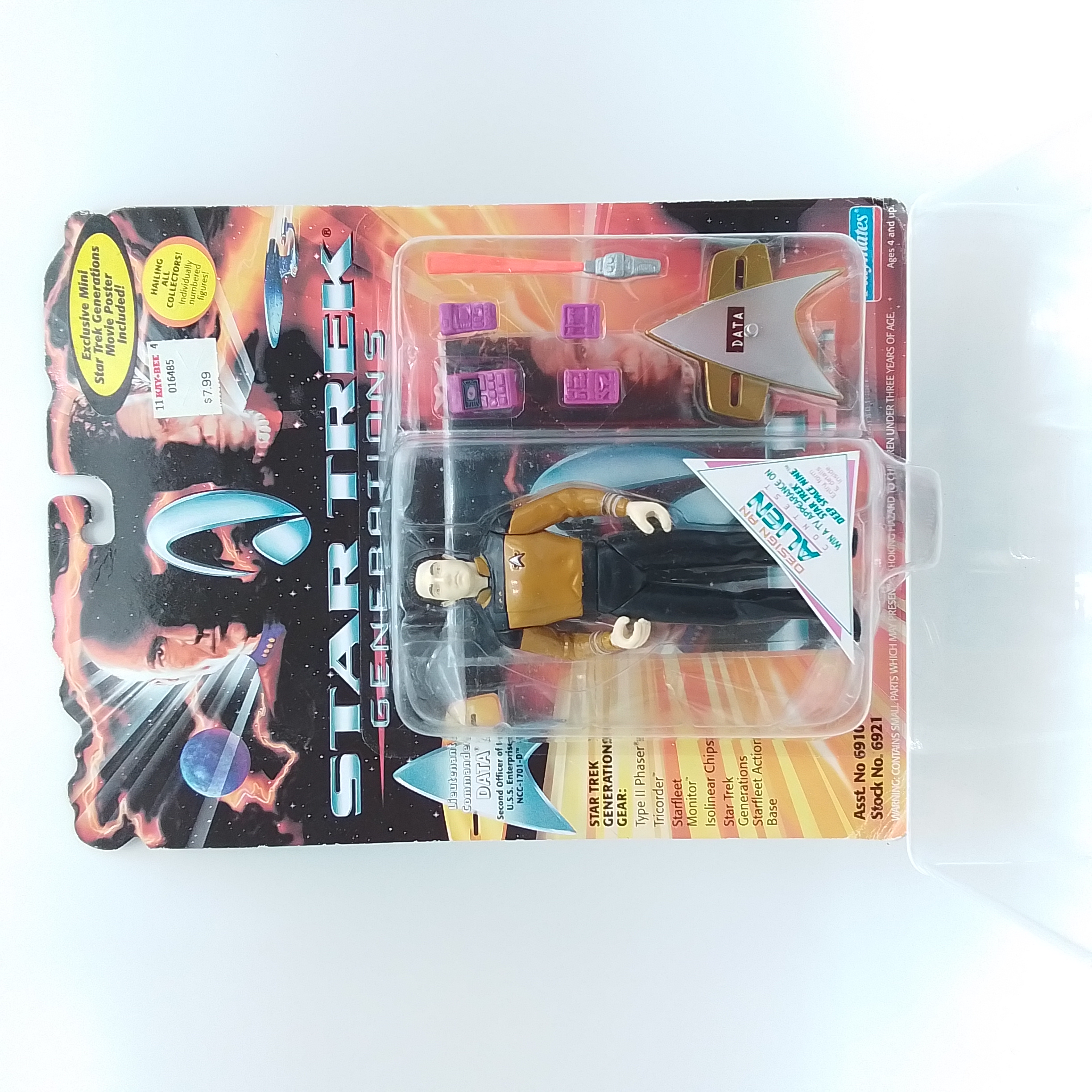 PLAYMATES TOYS STAR TREK GENERATIONS LIEUTENANT COMMANDER DATA